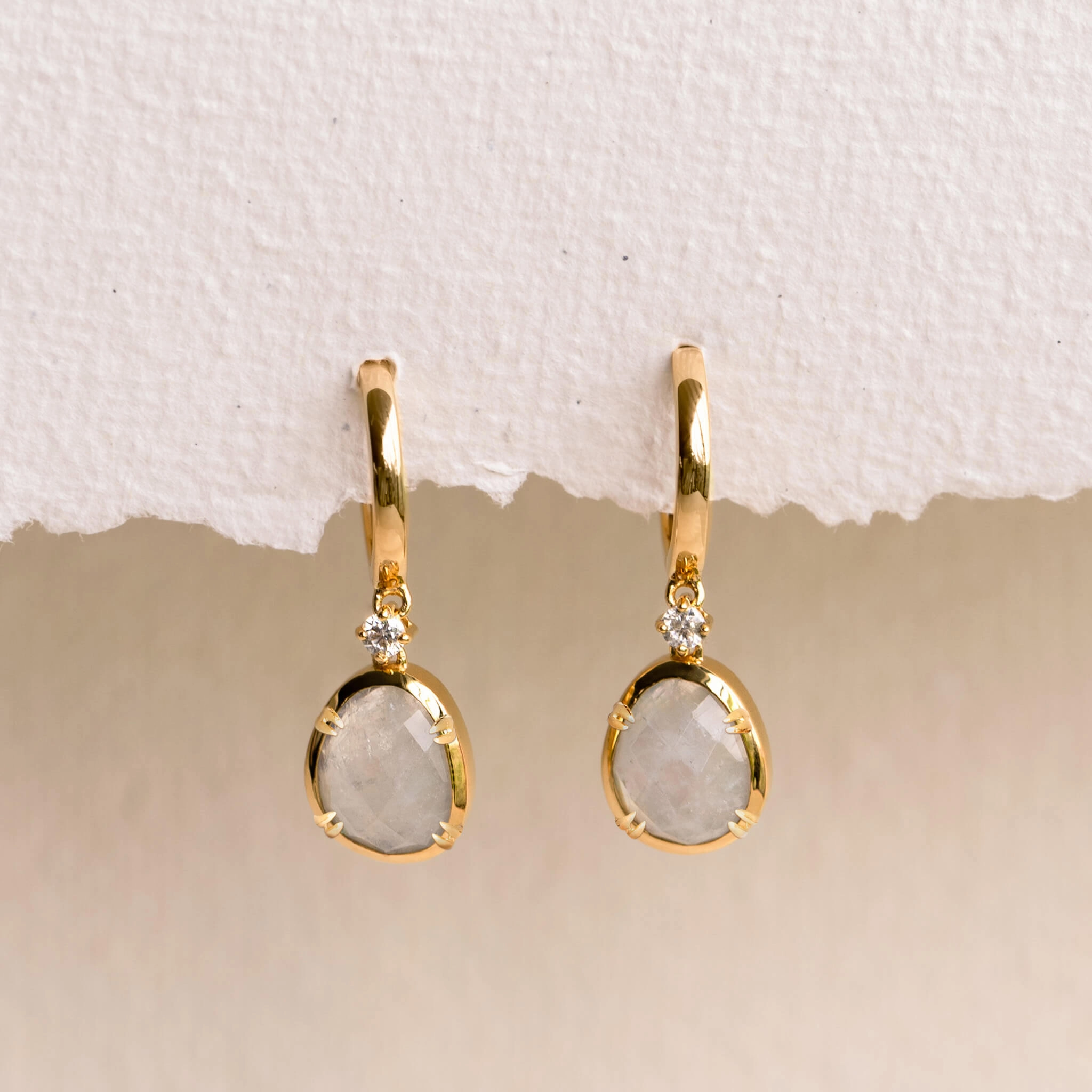 Modern Elegance Rainbow Moonstone Earrings - Victoria