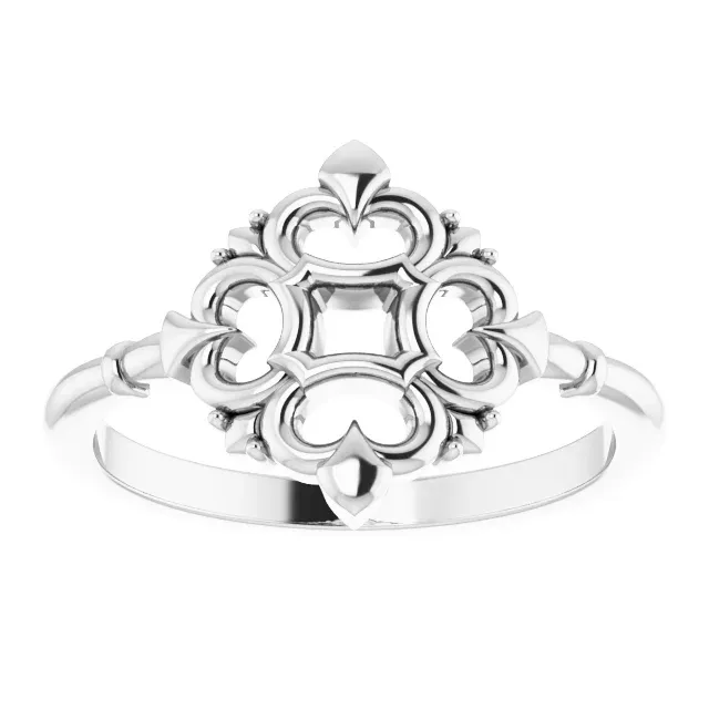 14K White Vintage-Inspired Ring Custom Work
