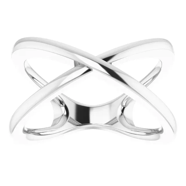 Vintage Trinket 14K White Criss Cross Ring Size 7