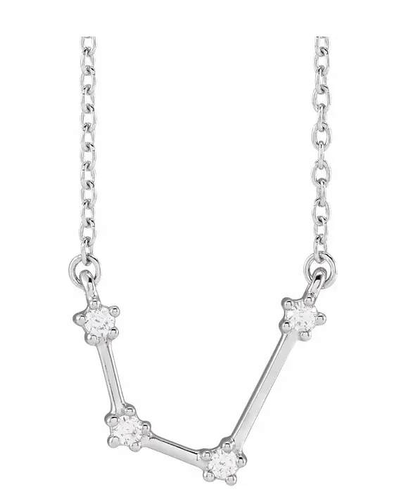 14K White Gold Round Shape Diamonds Bar Pendant with a 14K White Gold Cable Link Necklace (xxxctw) Subtle Elegance