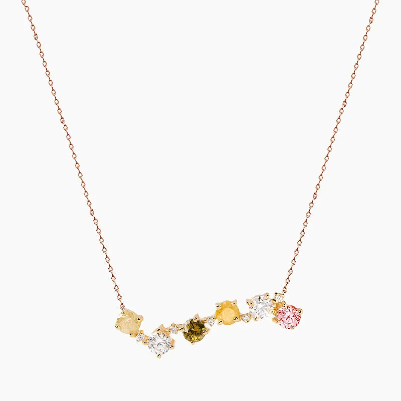 Delicate Feature All Day 925 Sterling Silver Multicolor Stone Necklace