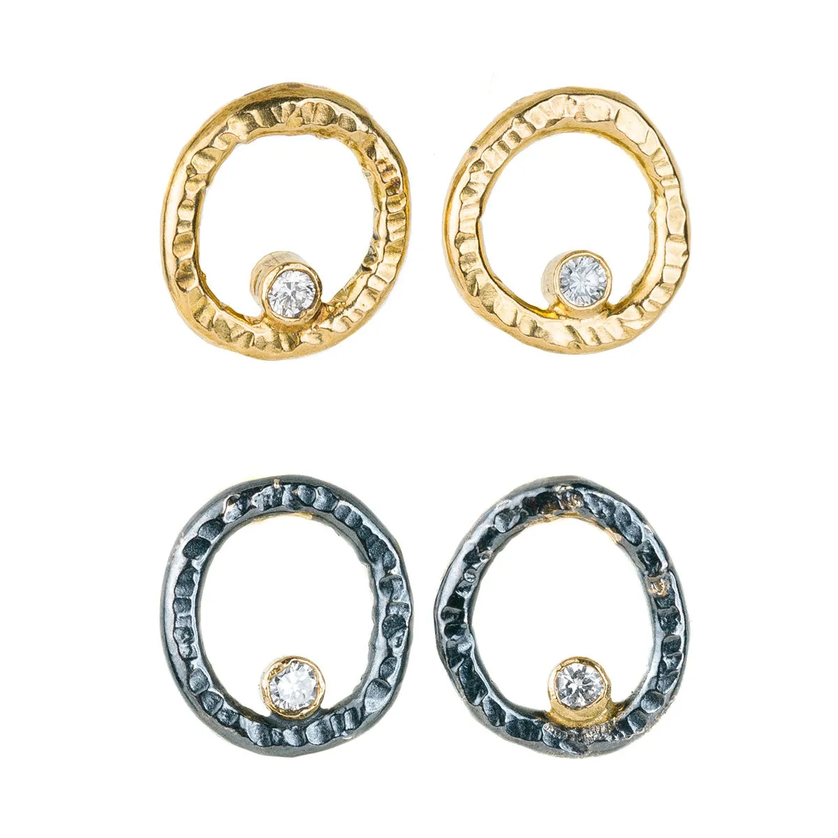 Fresh Design Timeless Appeal Turning Aspen Studs - 18k gold, Oxidized Silver   Reclaimed Diamonds