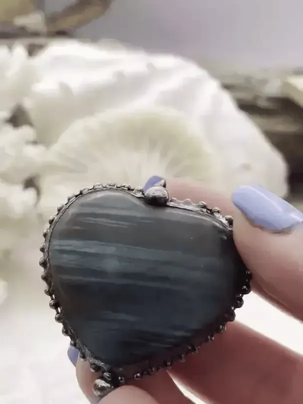 Cool Look Refined Piece Labradorite Pendants with Textured Burnished Silver Soldered Bezel. Variety of sizes and stones, all unique. Heart or Round Shape. Fast Ship