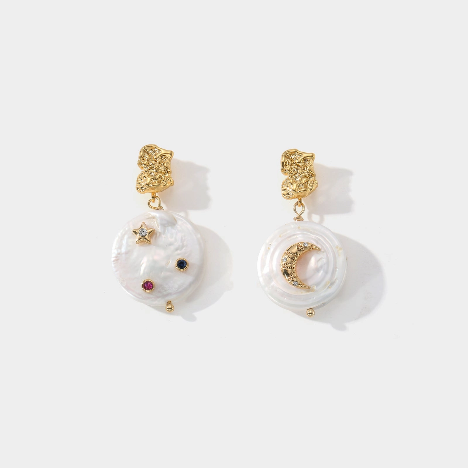 Brilliant Piece Polished Stones Oyster Pearl Earrings