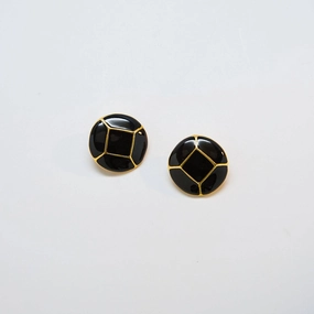 Fresh Detail Vintage Black Diamond Enamel Earrings