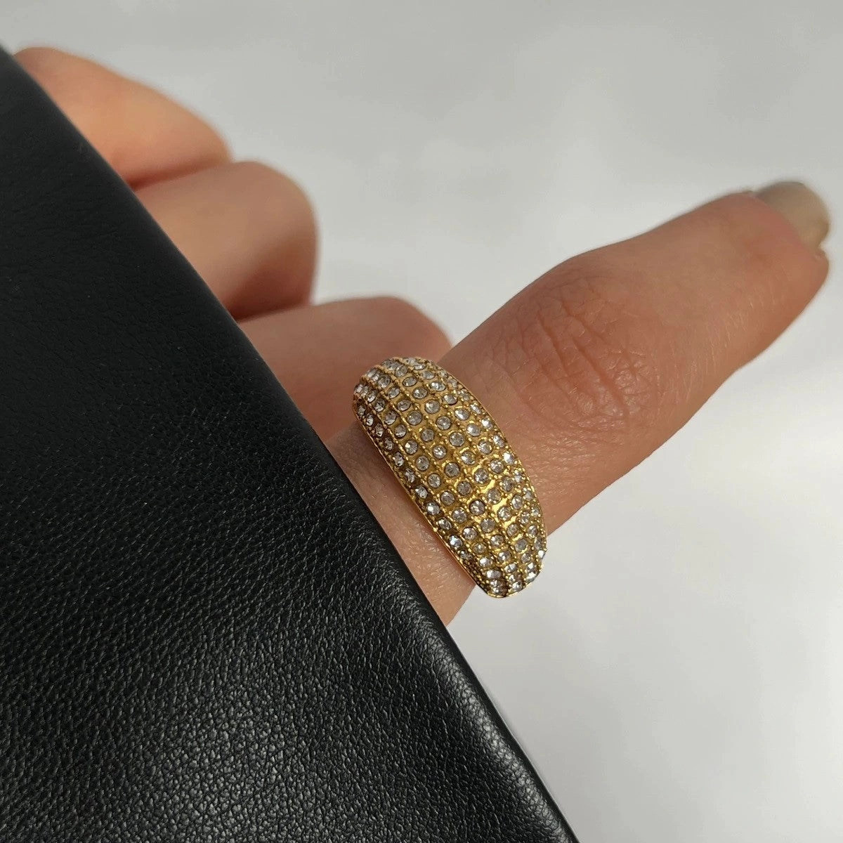 Vasiliki Paved CZ Dome Ring 18K Gold Understated Style Minimal Style