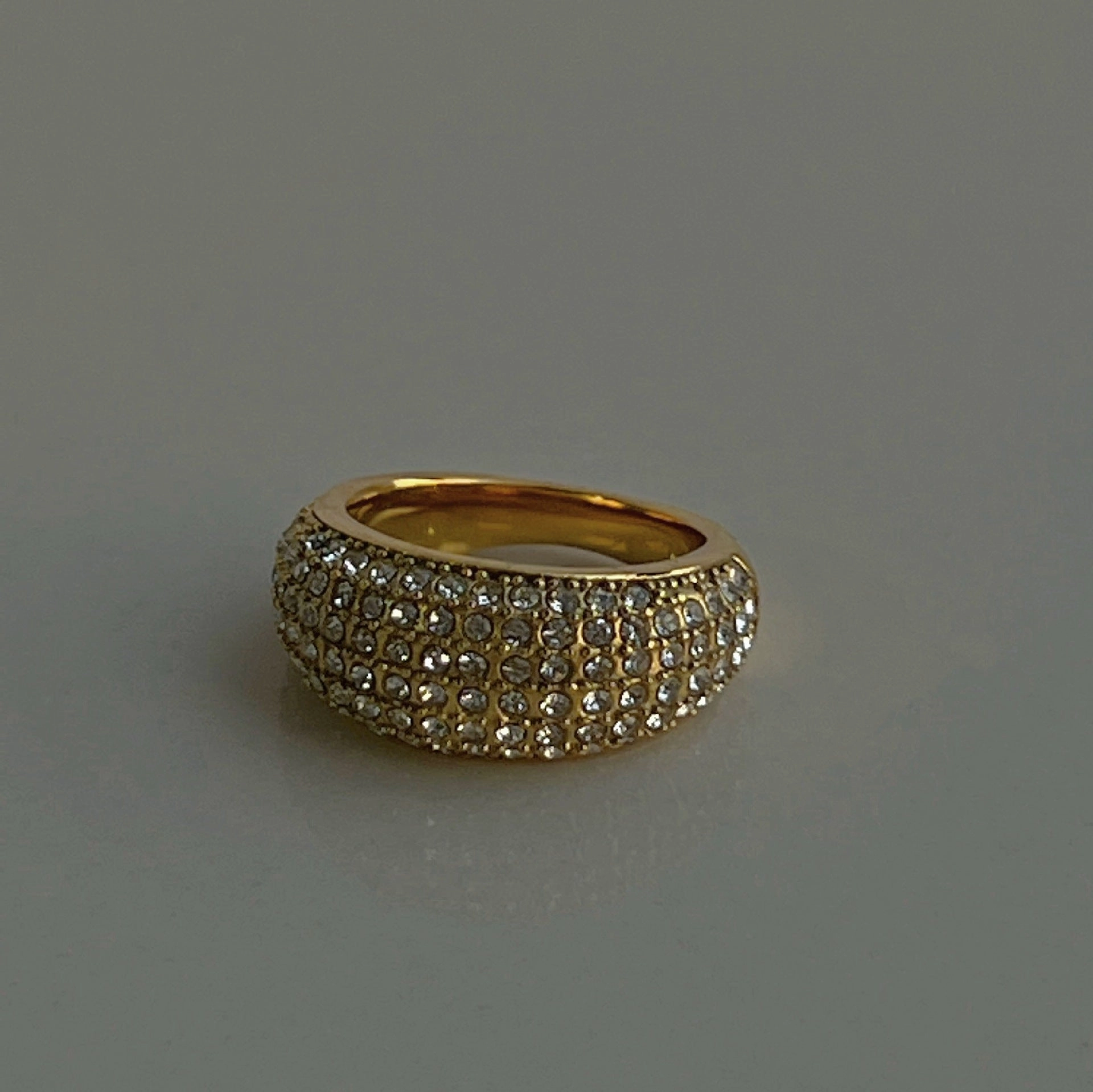 Vasiliki Paved CZ Dome Ring 18K Gold Romantic Design Modern Design