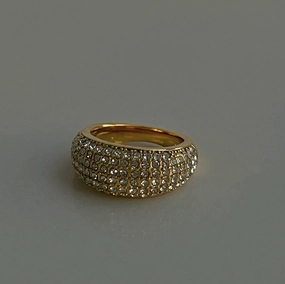 Vasiliki Paved CZ Dome Ring 18K Gold Romantic Design Modern Design