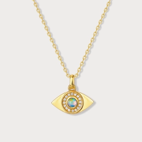 Minimalist Touch Opal Evil Eye Necklace