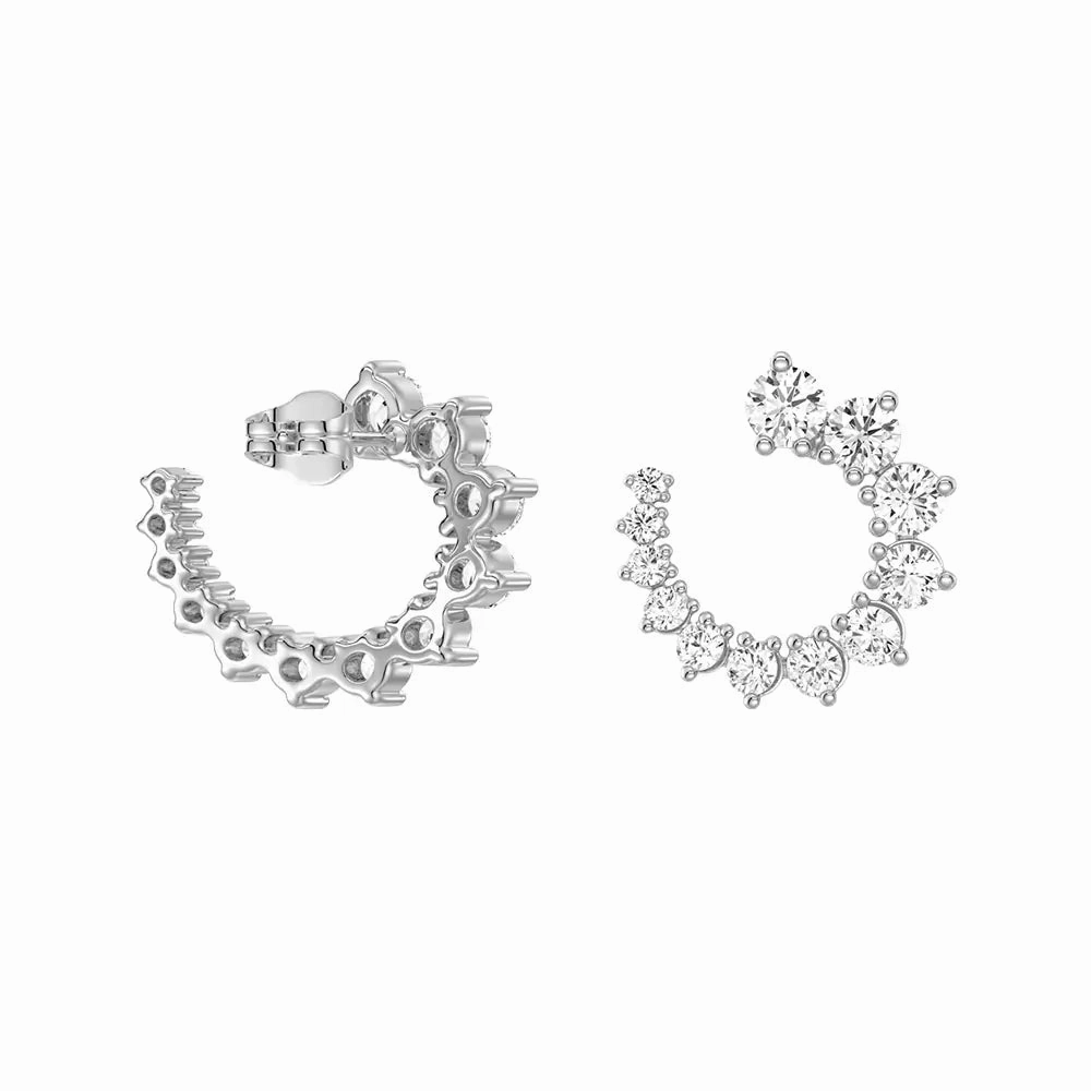 Minimal Piece Glittering Sparkle Asymmetrical Constellations Scattered Diamond Stud Earrings