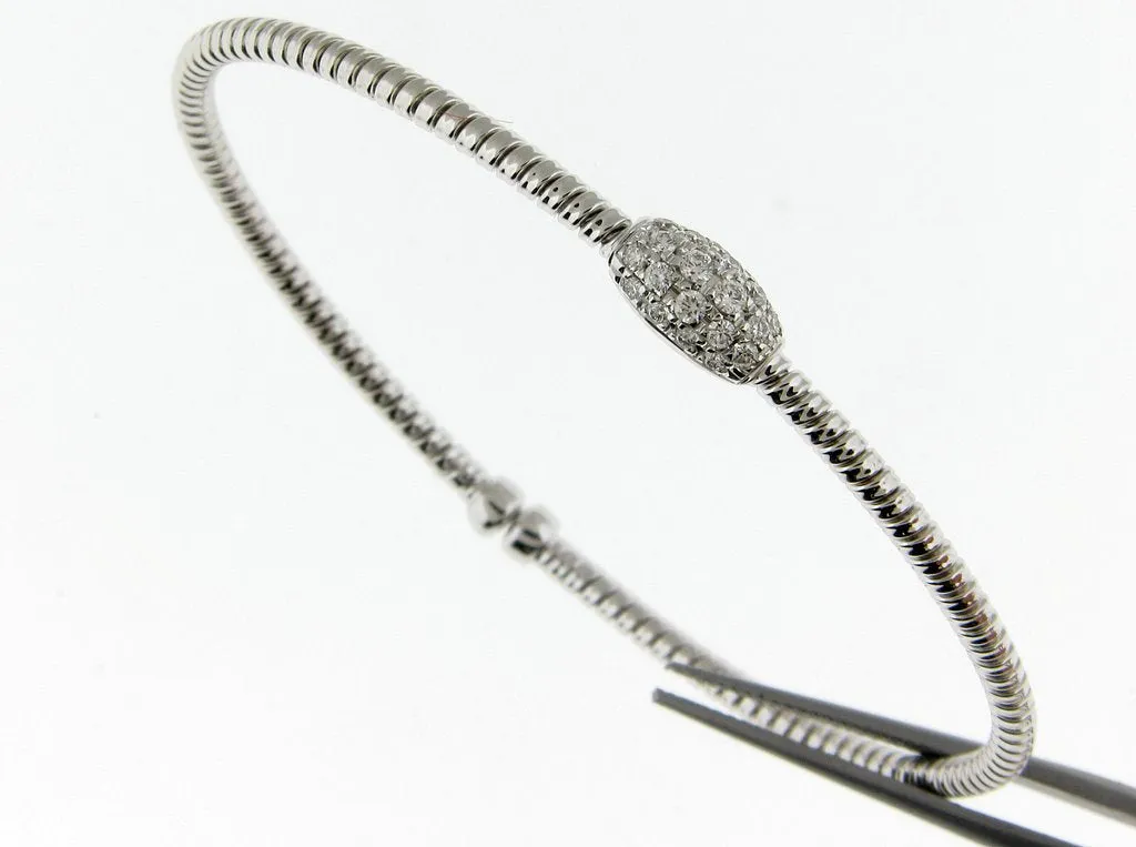 Bremer Jewelry Bangle Diamond Bracelet in 18K White Gold (.25ctw) Handcrafted Detail