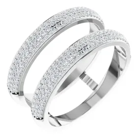 14K White 1/2 CTW Diamond Ring Guard fixed size Amazing Work