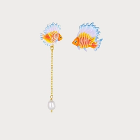 Sparkling Appearance Dull Item Fish Asymmetrical Earrings