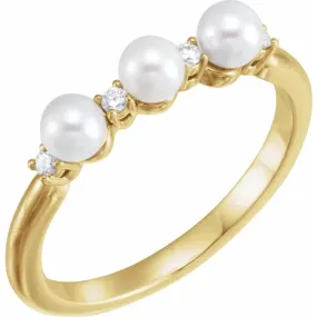 14K Yellow Freshwater Cultured Pearl & .05 CTW Diamond Ring Formal Vibe Timeless Fit