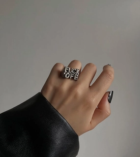 Dreamy Look Formal Fit Go Punk Word Ring Wide Band