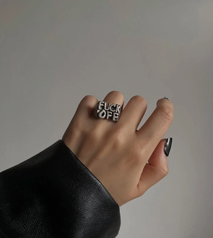 Dreamy Look Formal Fit Go Punk Word Ring Wide Band