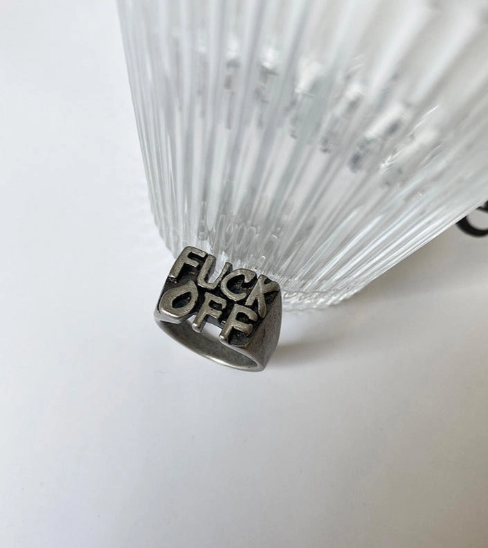 Go Punk Word Ring Wide Band Minimal Touch