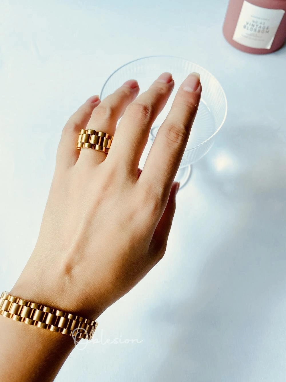 Rolex Style Mechanic Watch Band Ring & Bracelet Timeless Beauty