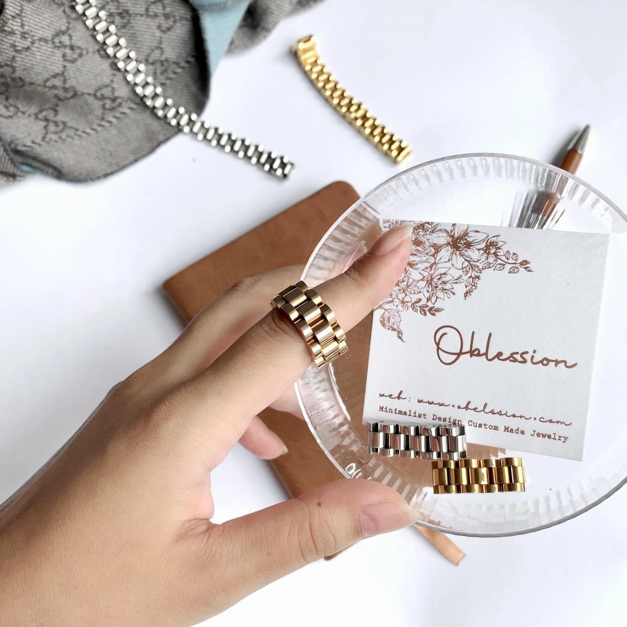 Classic Spark Minimalist Touch Rolex Style Mechanic Watch Band Ring & Bracelet