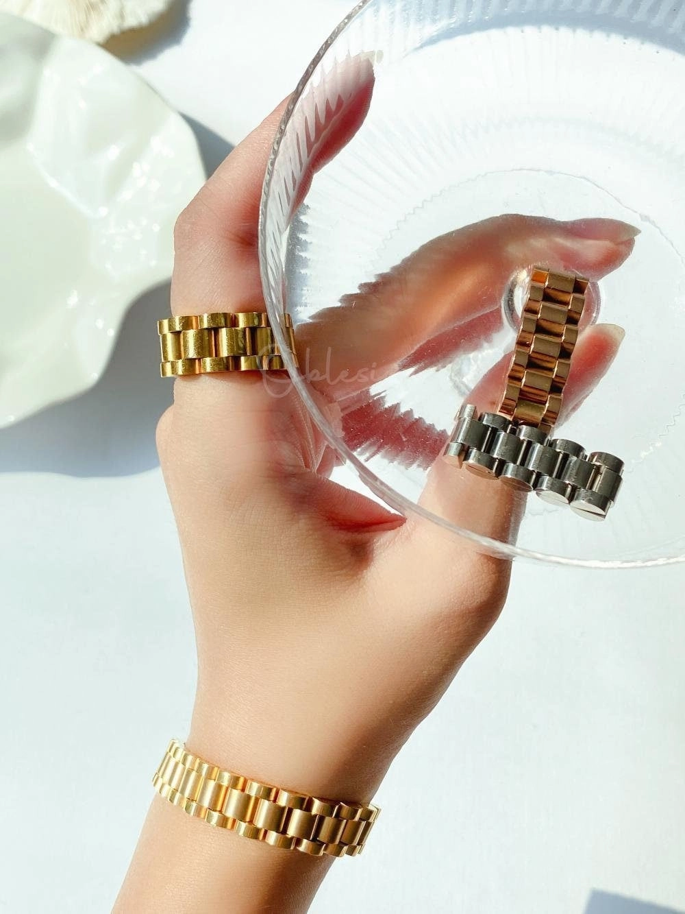 Rolex Style Mechanic Watch Band Ring & Bracelet Handmade Details Candid Shot