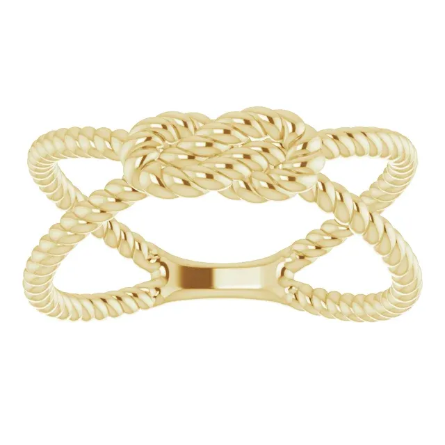 14K Yellow Rope Knot Ring Fashionable Symbol