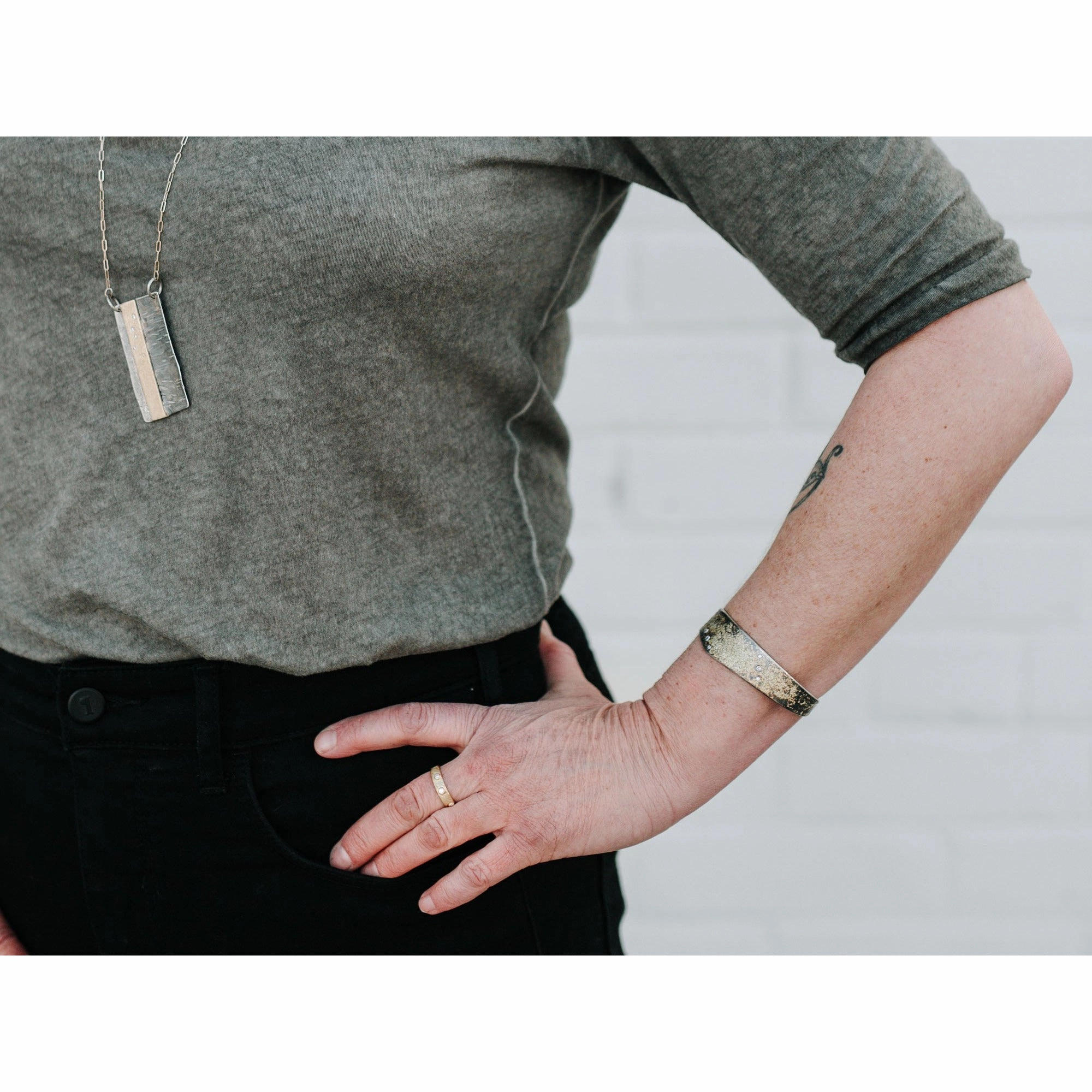 Golden Terra Band - 18k Gold   Reclaimed Diamonds Hexagonal Style Everyday Style