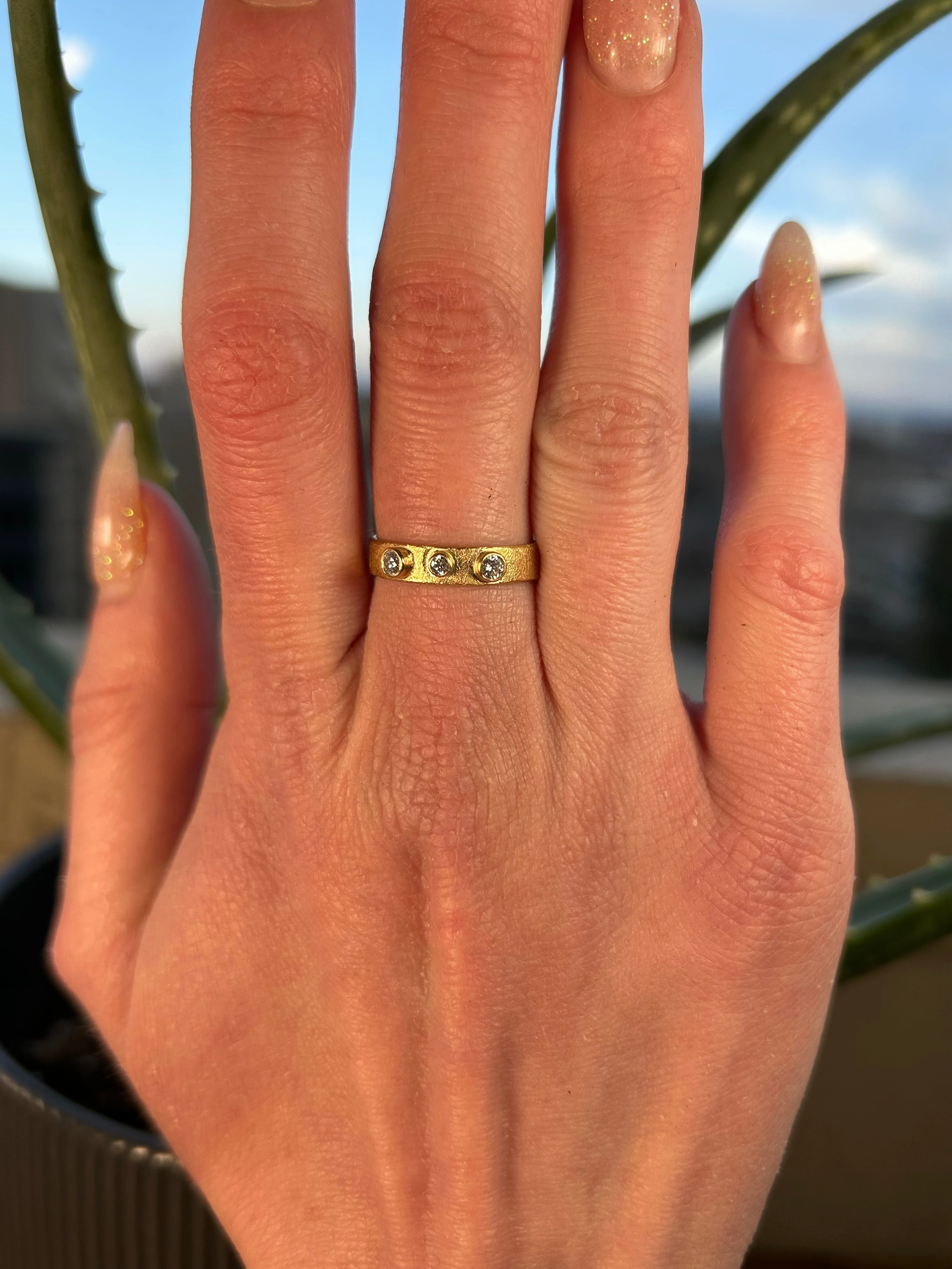 Asymmetric Balance High-End Art Golden Terra Band - 18k Gold   Reclaimed Diamonds