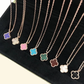 High Shine Fashion Accessory Rosalee Gemstone Clover Necklace 15mm