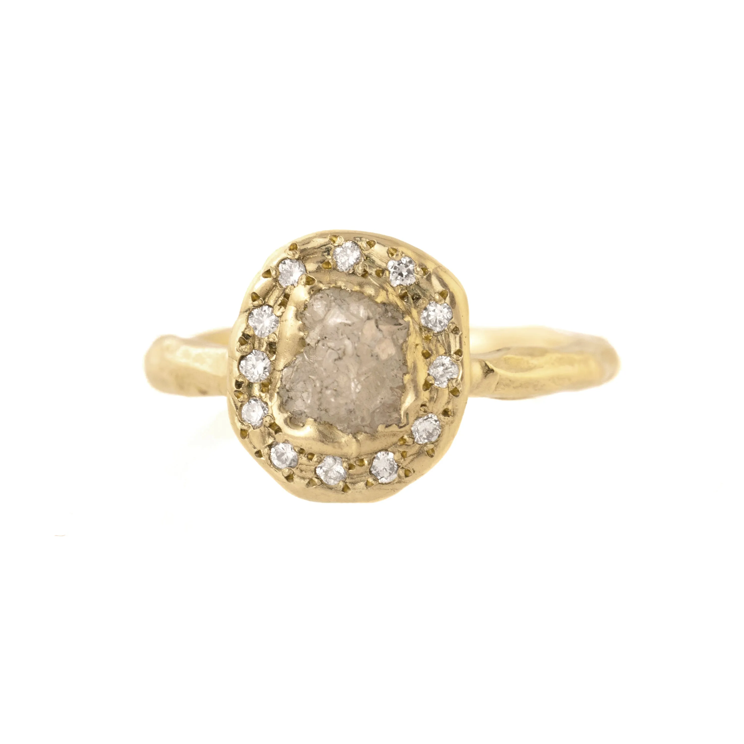 Playful Spark Effortless Finish Rough Diamond Halo Ring