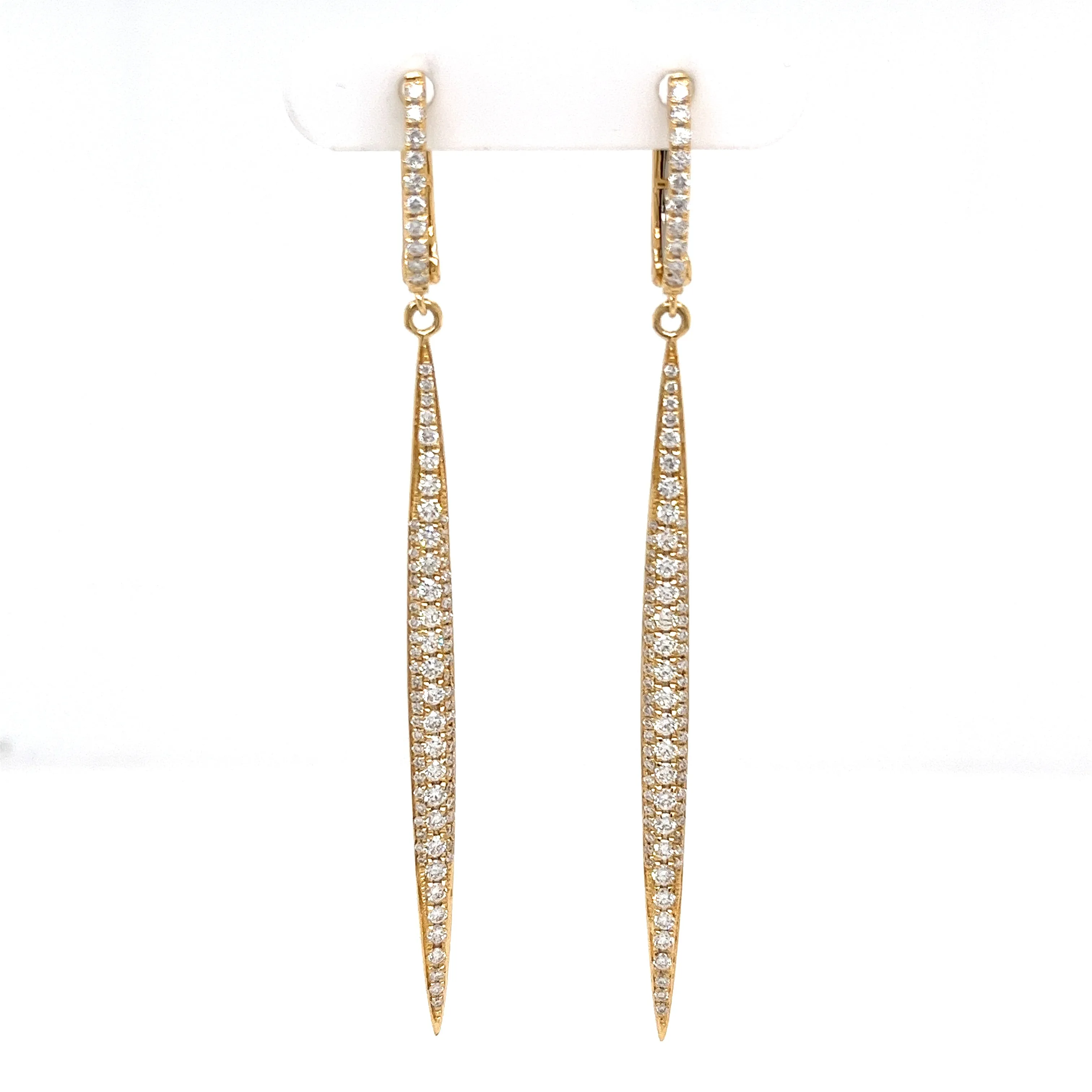 Round Drop Diamond Earrings in 18K Yellow Gold (1.24ctw) Refined Gifts Chic Accessories