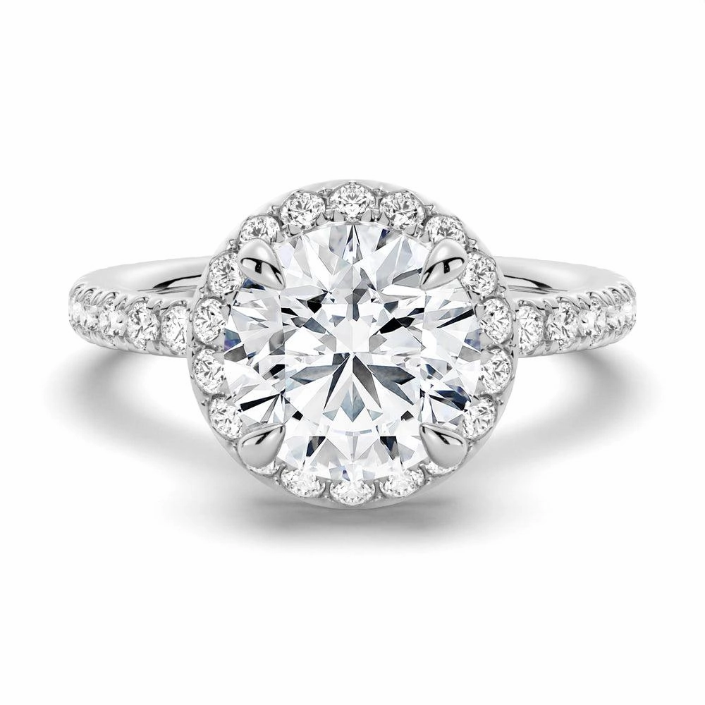 Casual Gift Round Brilliant Micropav?? Halo Moissanite Engagement Ring
