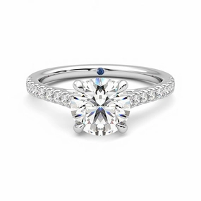 Round Moissanite Engagement Ring with Hidden Anniversary Stone and Pav?? Accents Bold Style