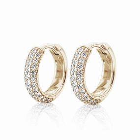 Gleaming Edge Refined Layer Round Three Row Pave Hoop Earrings Pav?? Moissanite Hoop Earrings