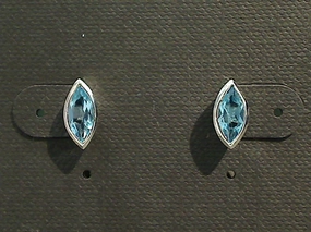 Artistic Accent Everyday Adornment Blue Topaz, Sterling Silver 5x10MM Marquis Stud Earrings