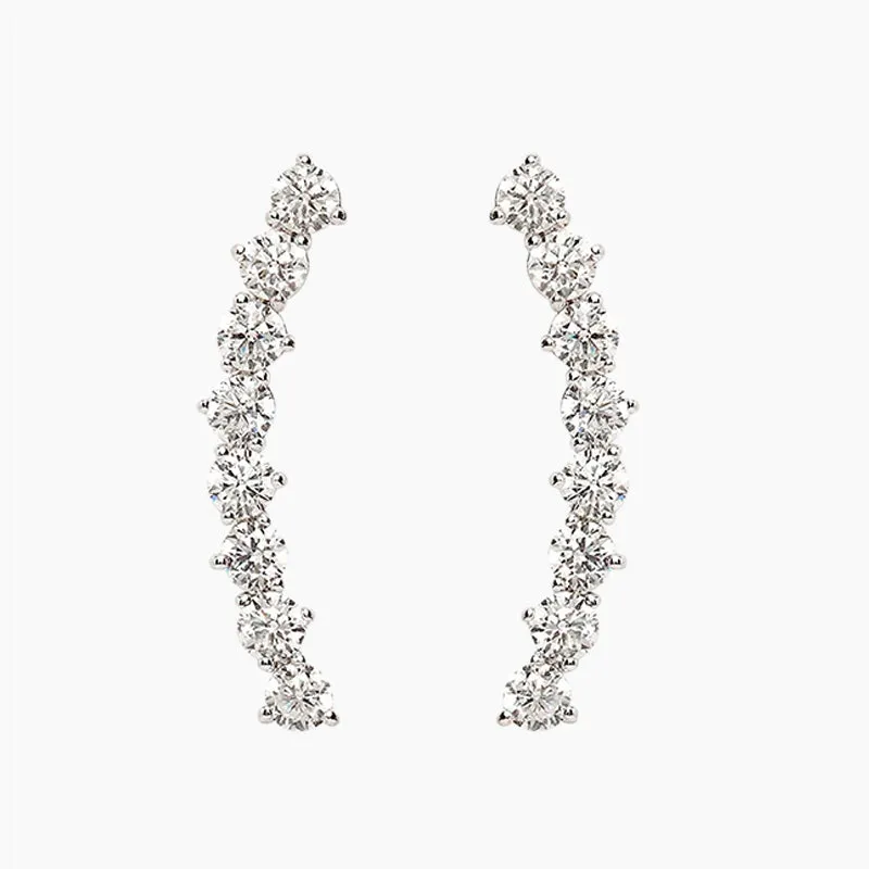 S925 CZ Climber Earrings For Women Simple Elegance