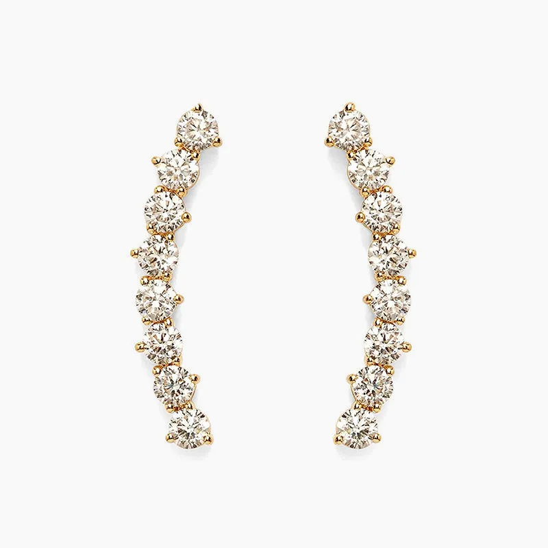 Texture Play S925 CZ Climber Earrings For Women