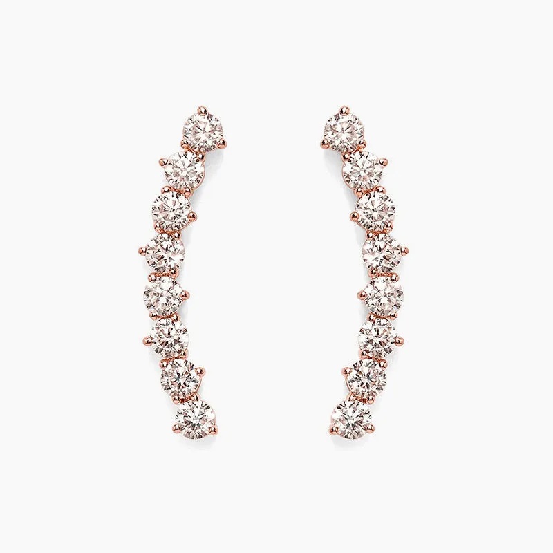 S925 CZ Climber Earrings For Women Smooth Shine Simple Detail