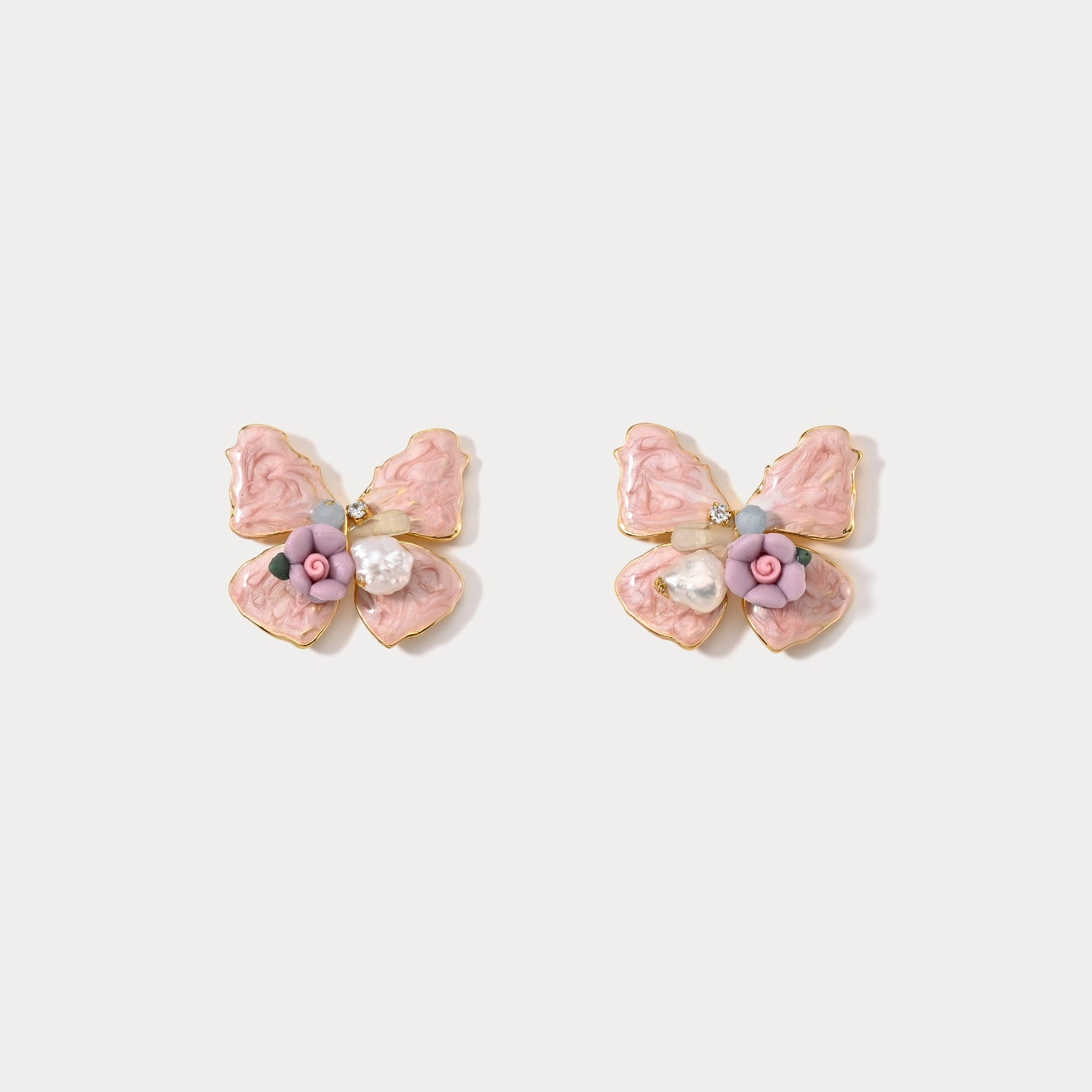 Pink Butterfly Earrings Neutral Embellishment