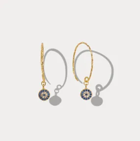 Statement Highlight Comfort Mood Sapphire Diamond Round Drop Large Hoops Earrings