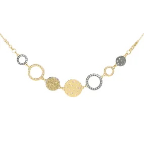 Graceful Detail Scattered Diamond Statement Necklace  - 22k/18k Gold, Oxidized Silver   VS Diamonds