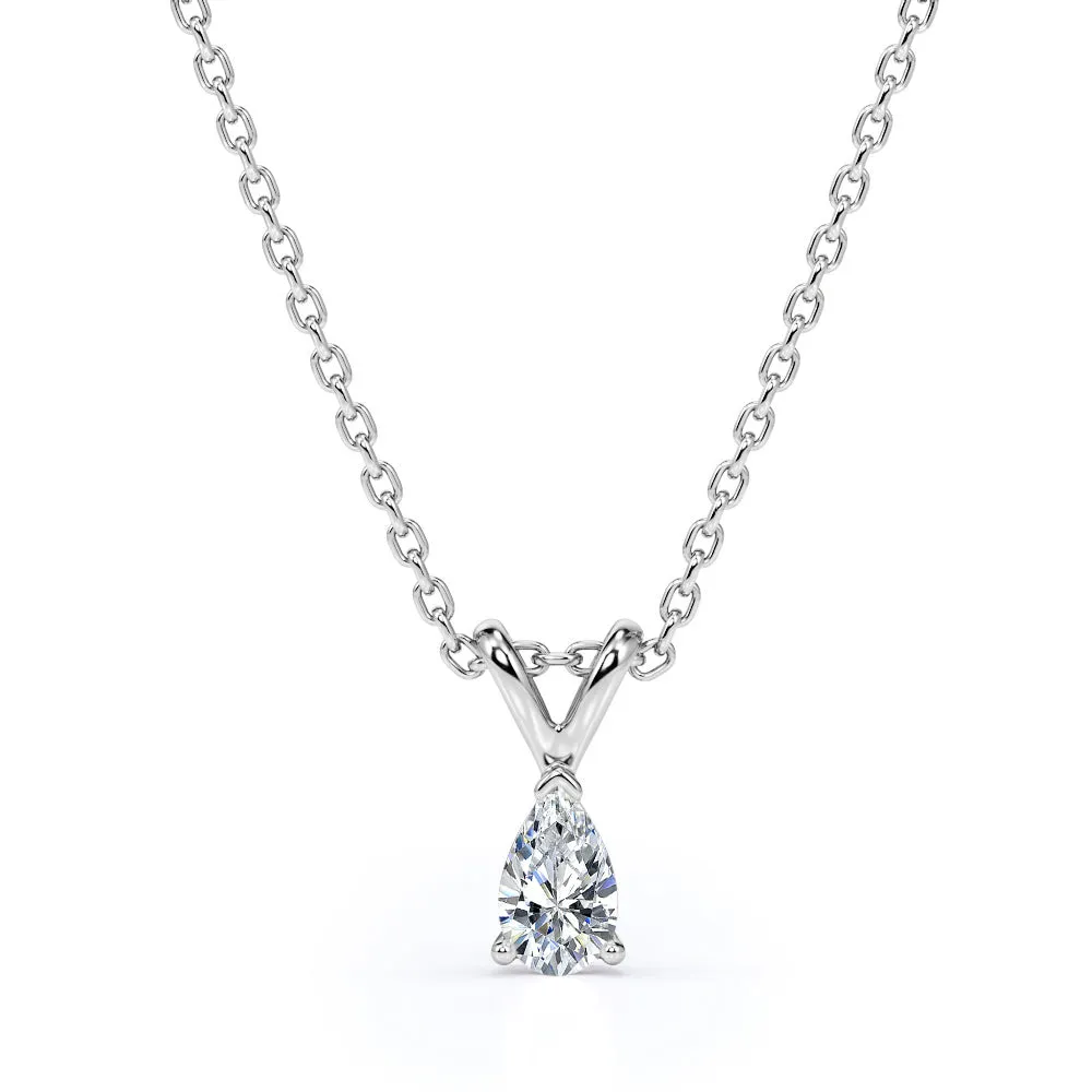Captivating 0.25 Carat Teardrop Diamond Pendant Necklace In 18K White Gold Plating Over Silver Attractive Style Glamorous Mood