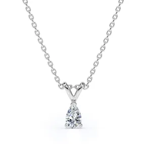 Captivating 0.25 Carat Teardrop Diamond Pendant Necklace In 18K White Gold Plating Over Silver Attractive Style Glamorous Mood