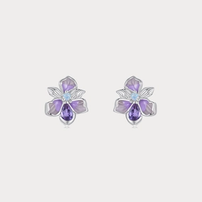 Iris Stud Earrings Polygonal Embellishment Grand Accent