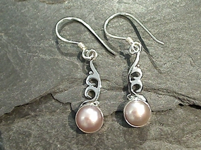 Premium Accent Blush Pearl, Sterling Silver Earrings