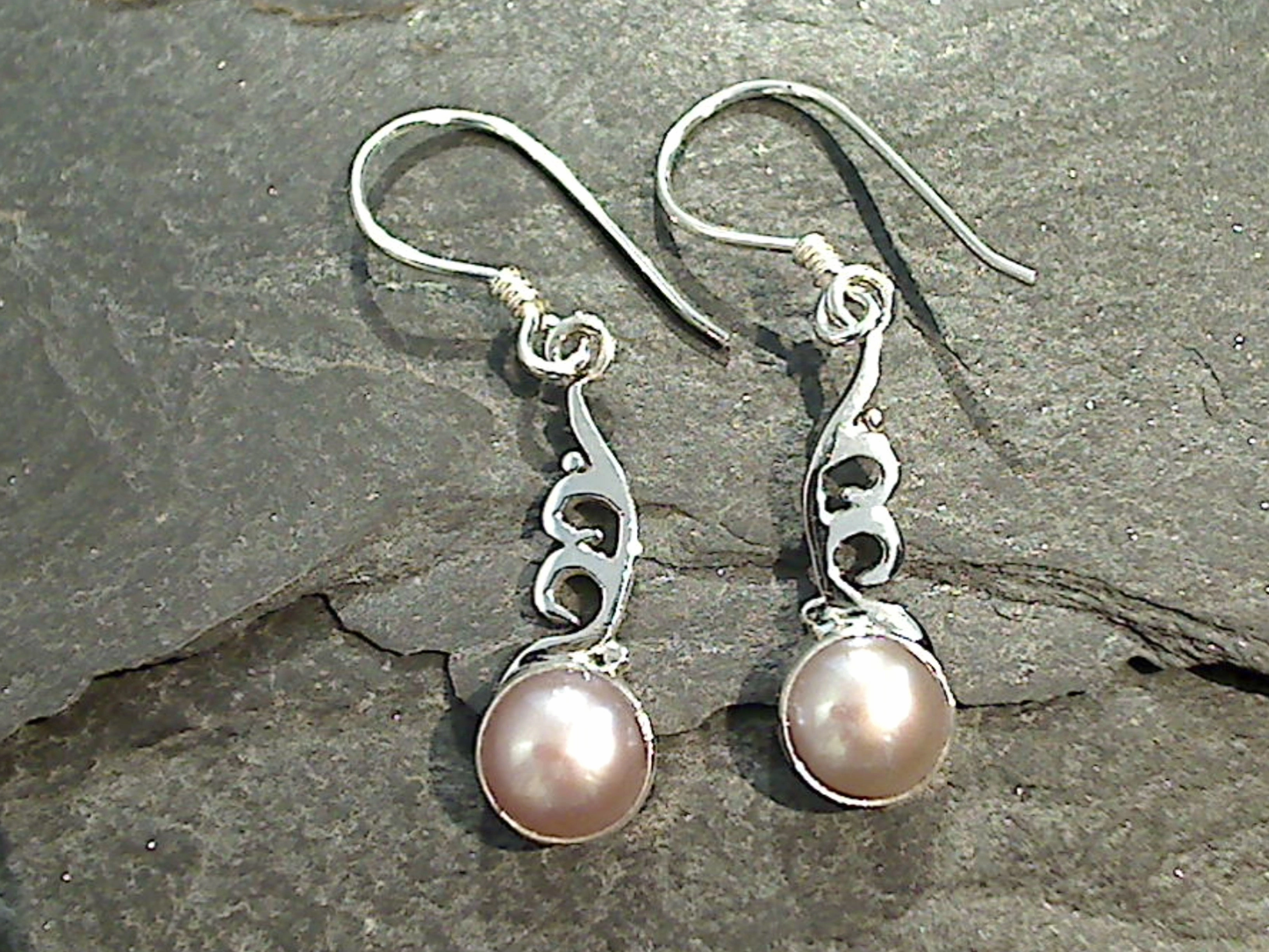 Premium Accent Blush Pearl, Sterling Silver Earrings