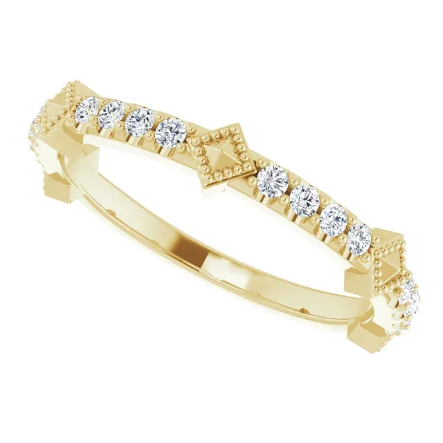 14K Yellow 1/4 CTW Diamond Stackable Ring Fun Accessory Fashion Icon