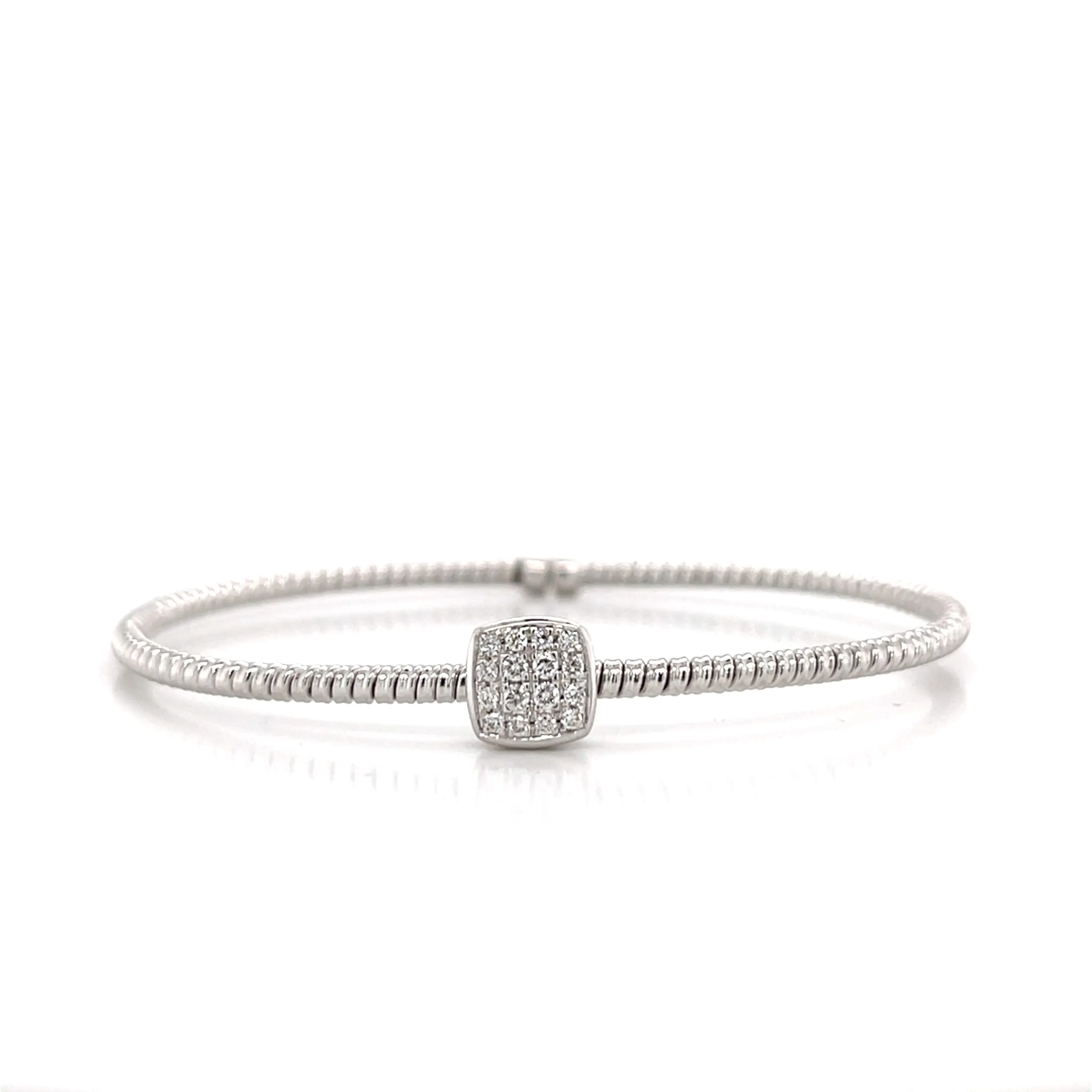 Beneficial Result One-Size Bremer Jewelry Bangle Diamond Bracelet in 18K White Gold (0.17ctw)