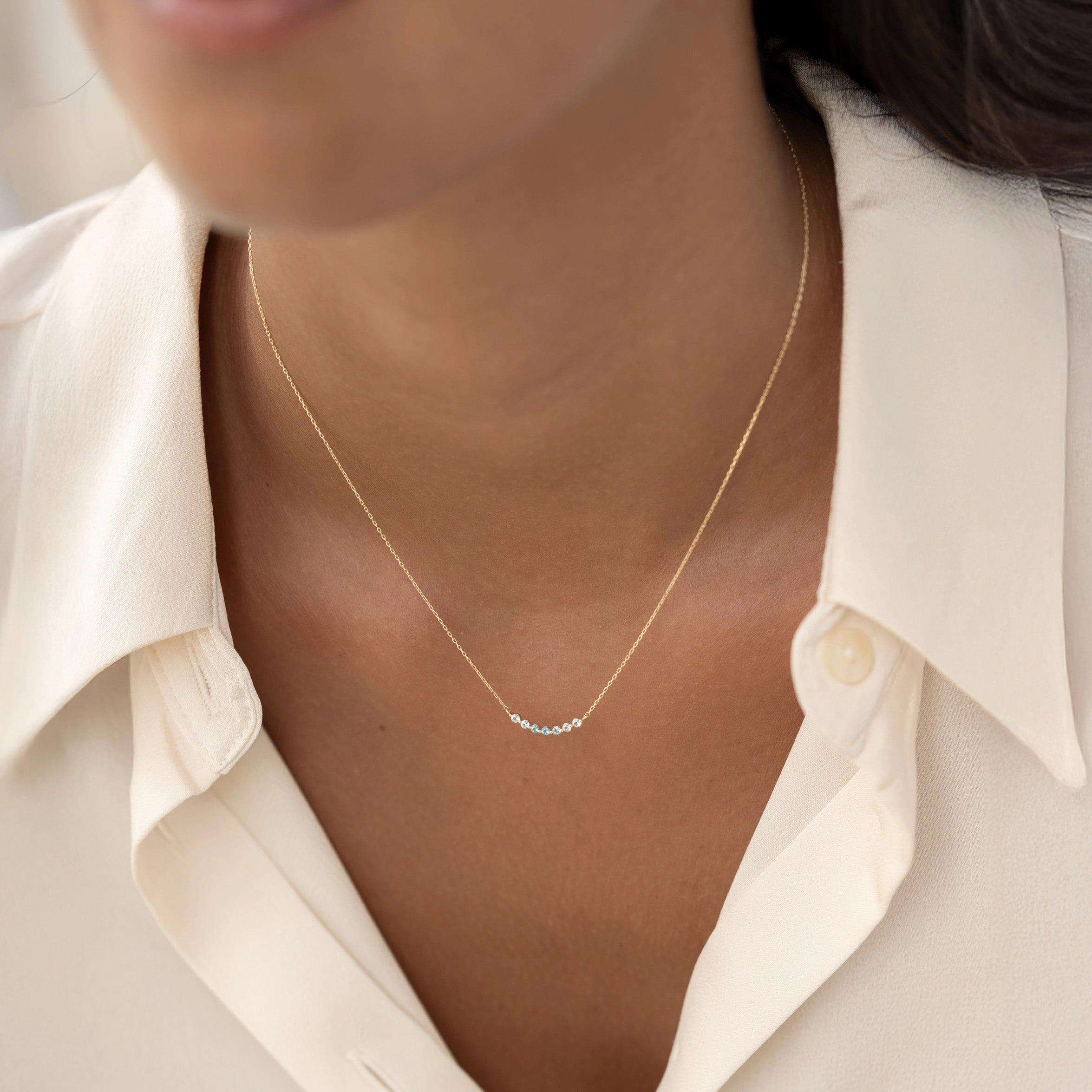 Soft Tone Fashionable Craft September Birthstone Necklace 14k Gold - Ombre London Blue Topaz