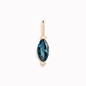 September Birthstone Pendant 14k Gold - London Blue Topaz Contemporary Layer