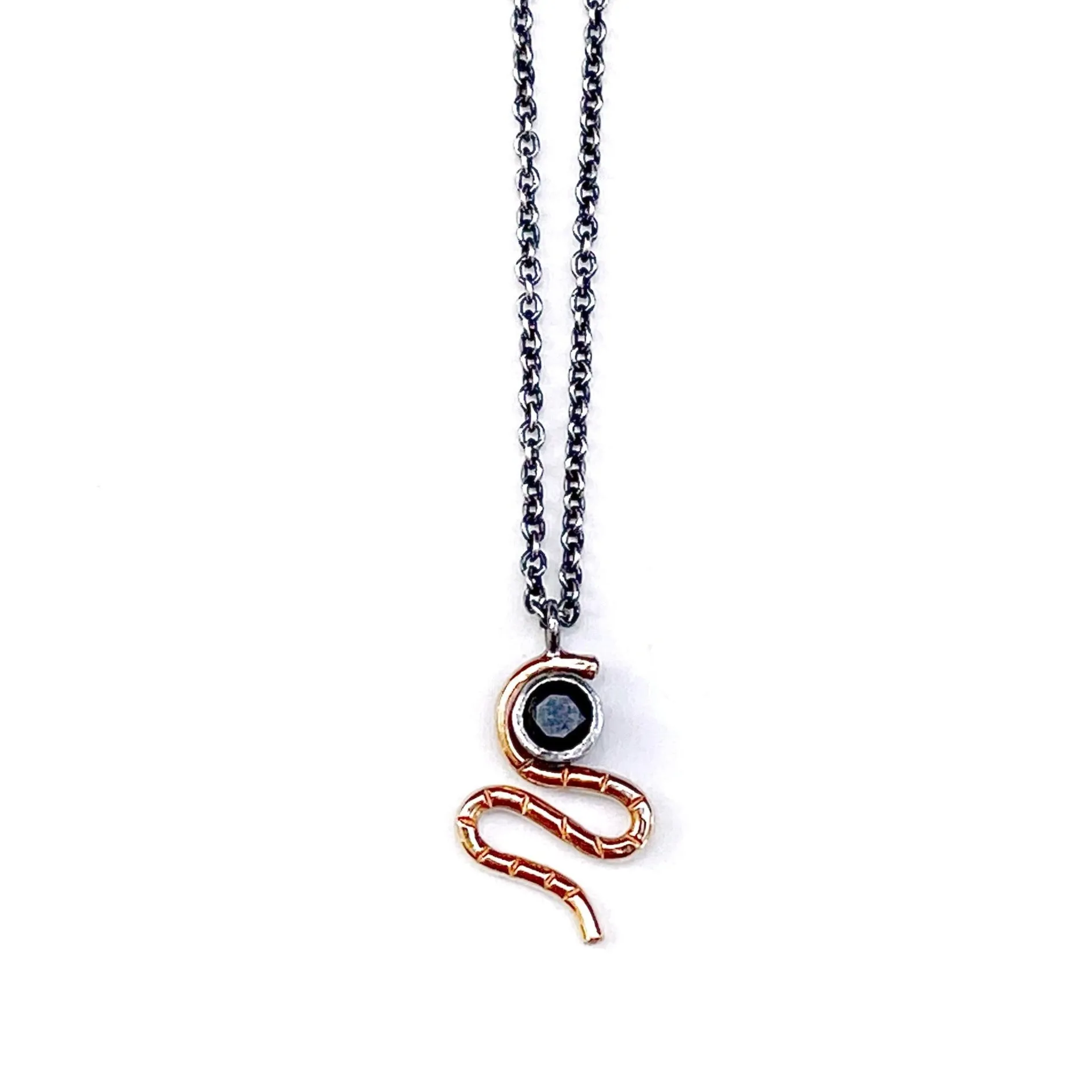 Serpent Necklace - 14k Gold, Sterling Silver   Black Spinel Sophisticated Glow